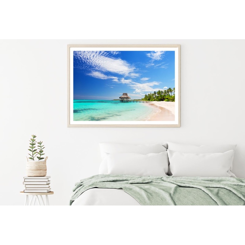 Beach hut on Sea View Photograph Home Decor Premium Quality Poster Print Choose Your Sizes