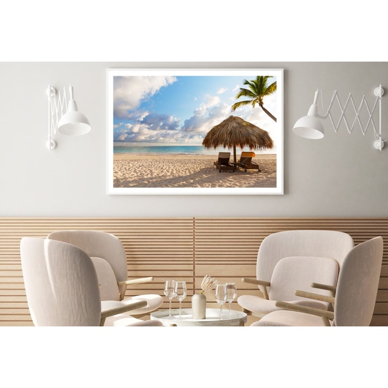 Beach hut on Shore Photograph Home Decor Premium Quality Poster Print Choose Your Sizes