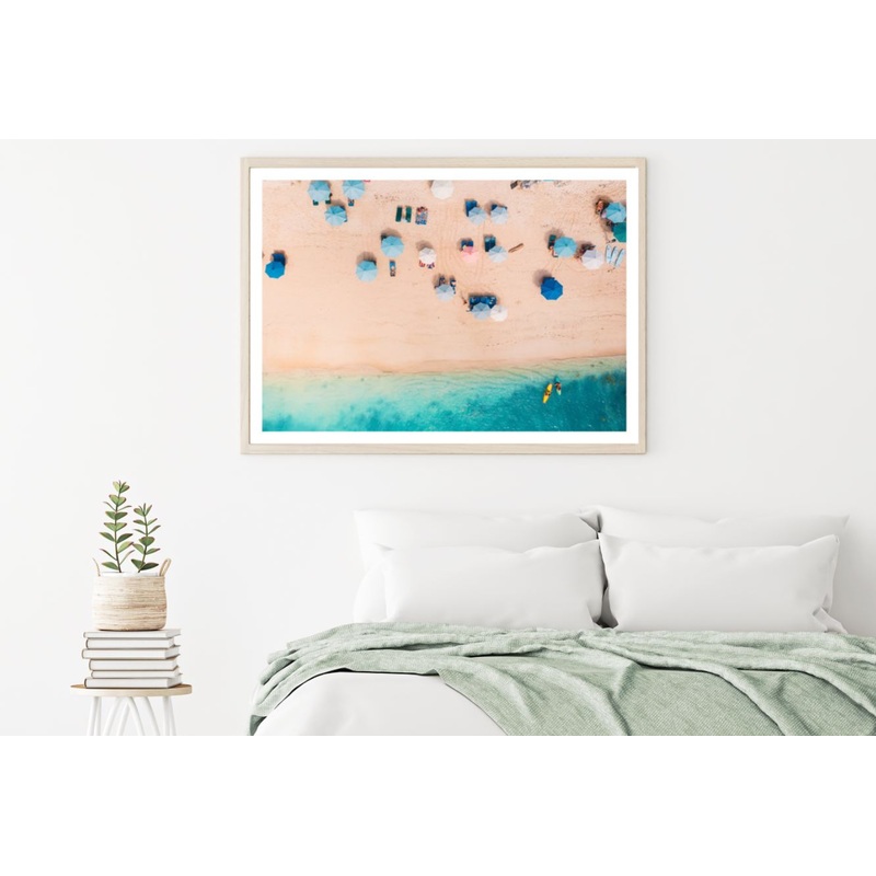 Beach Huts & Sea Aerial View Home Decor Premium Quality Poster Print Choose Your Sizes