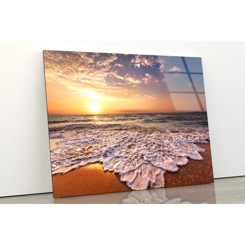 Beautiful Tropical Sunrise on The Beach Acrylic Glass Print Tempered Glass Wall Art 100% Made in Australia Ready to Hang
