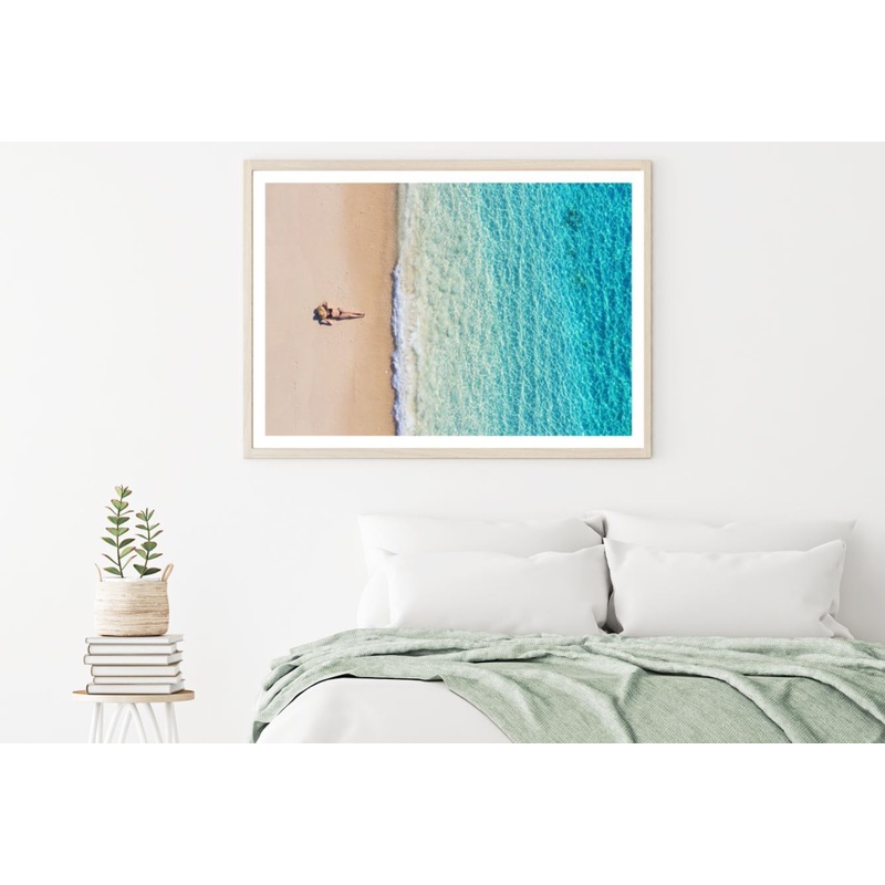 Bikini Girl on Sea Shore Aerial Home Decor Premium Quality Poster Print Choose Your Sizes