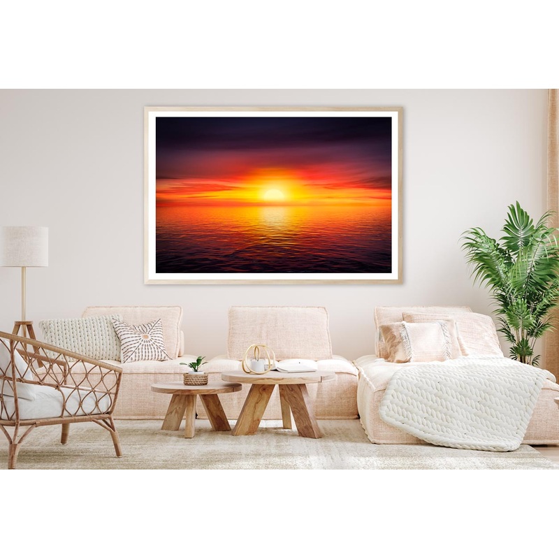 Sunset Sky at The Ocean Background Home Decor Premium Quality Poster Print Choose Your Sizes