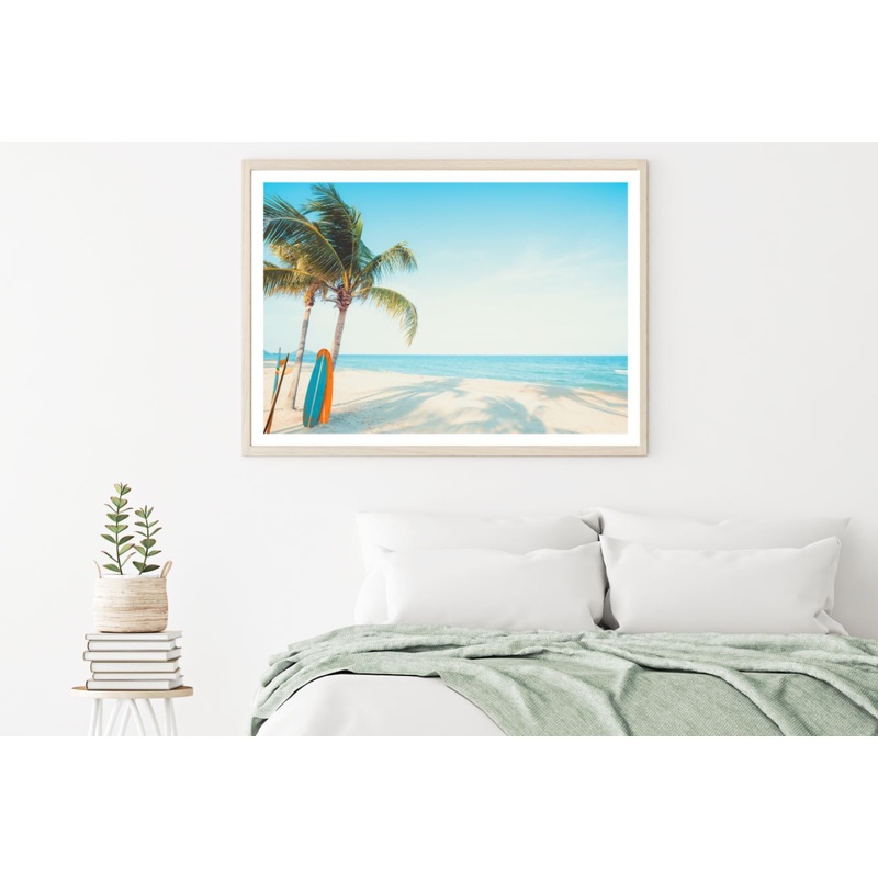 Surf Board Near Sea Photograph Home Decor Premium Quality Poster Print Choose Your Sizes