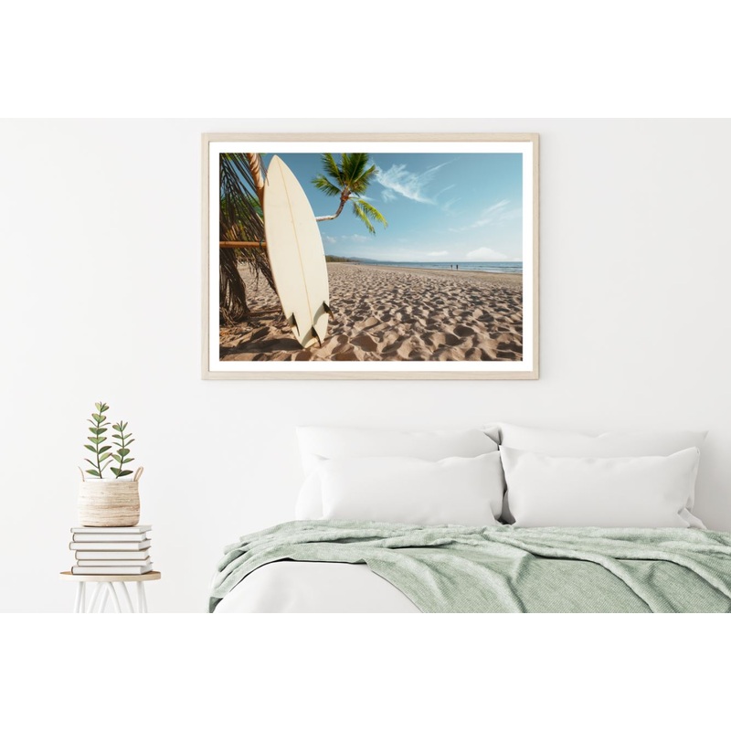 Surf Board on Sea Shore Scenery Home Decor Premium Quality Poster Print Choose Your Sizes