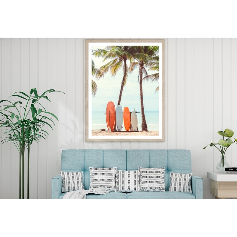 Surf Boards & Palm Trees At Sea Home Decor Premium Quality Poster Print Choose Your Sizes