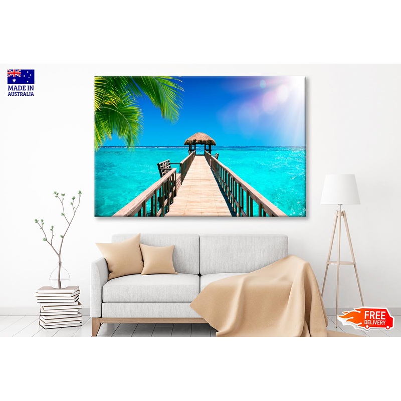 Traditional Boat Jetty in A Luxury Resort of Maldives  Wall Art Decor 100% Australian Made
