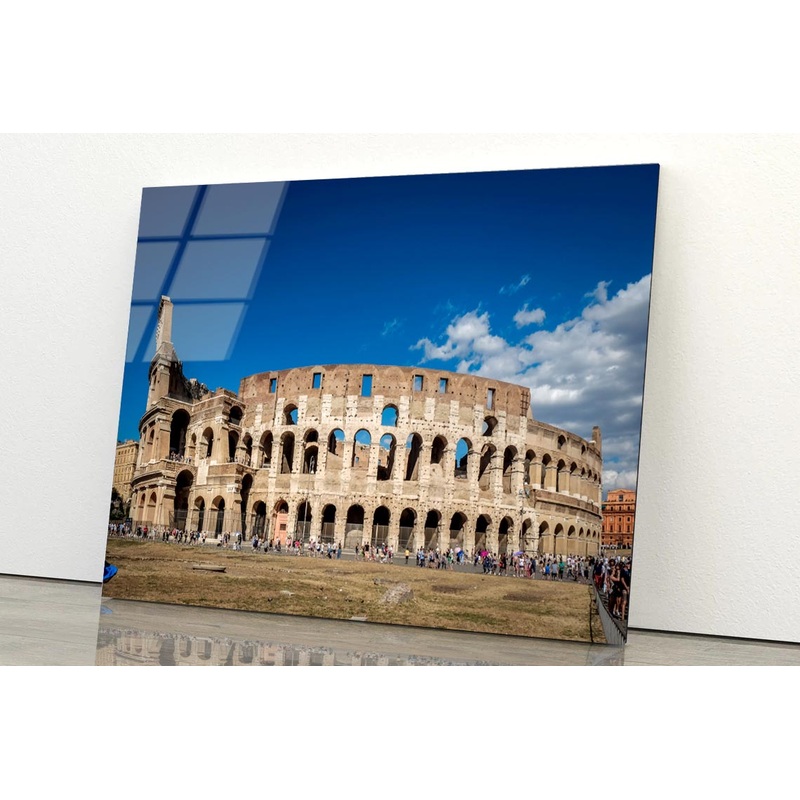 Views Of the Coliseum Rome, Italy Acrylic Glass Print Tempered Glass Wall Art 100% Made in Australia Ready to Hang