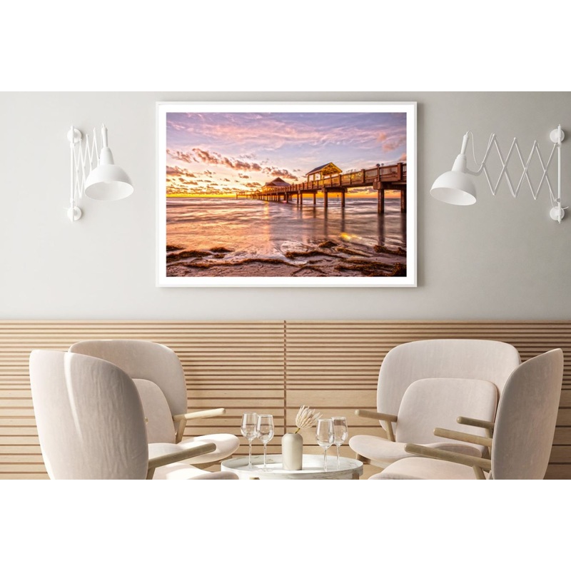 Wooden Bridge Over Sea Sunset Home Decor Premium Quality Poster Print Choose Your Sizes