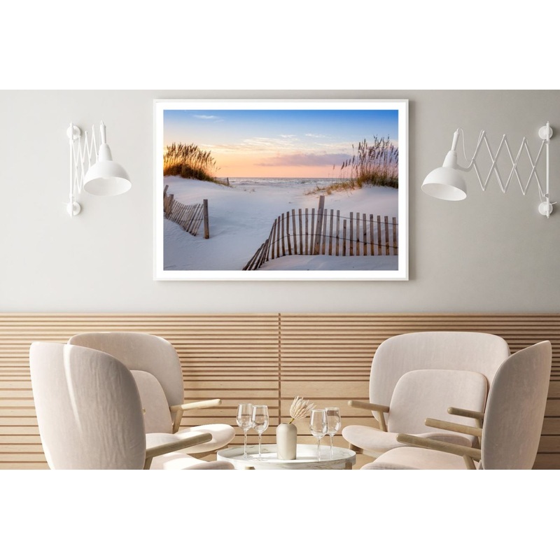 Wooden Fence on Sea Shore Sunset Home Decor Premium Quality Poster Print Choose Your Sizes