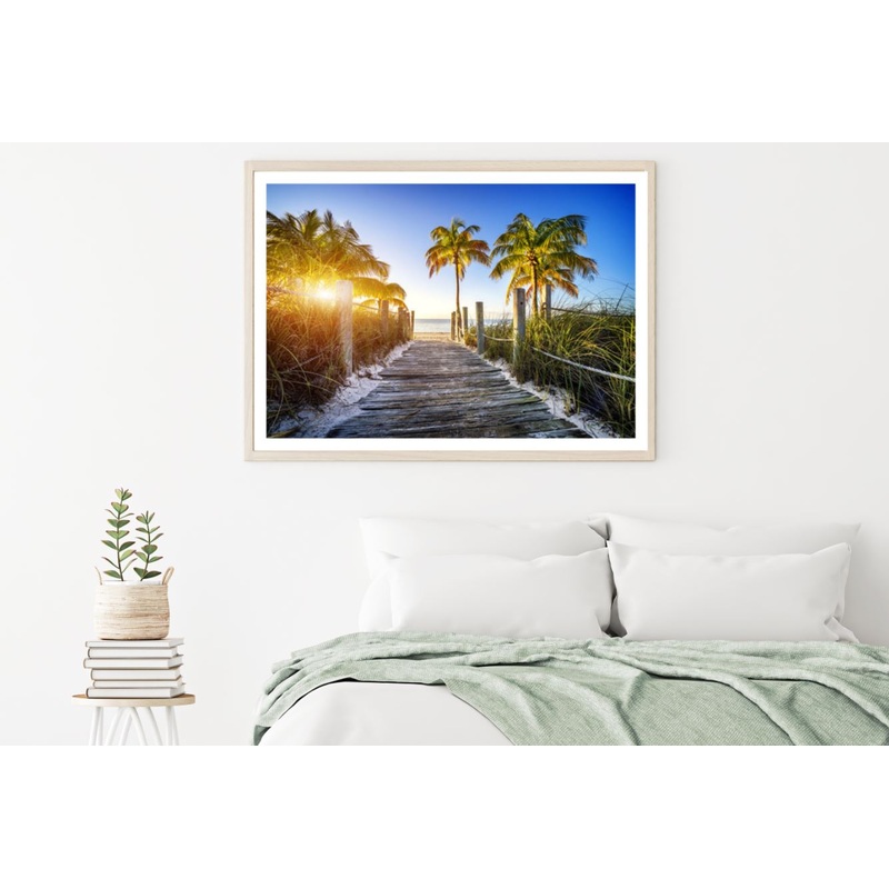 Wooden Foot Path to Sea Sunset Home Decor Premium Quality Poster Print Choose Your Sizes