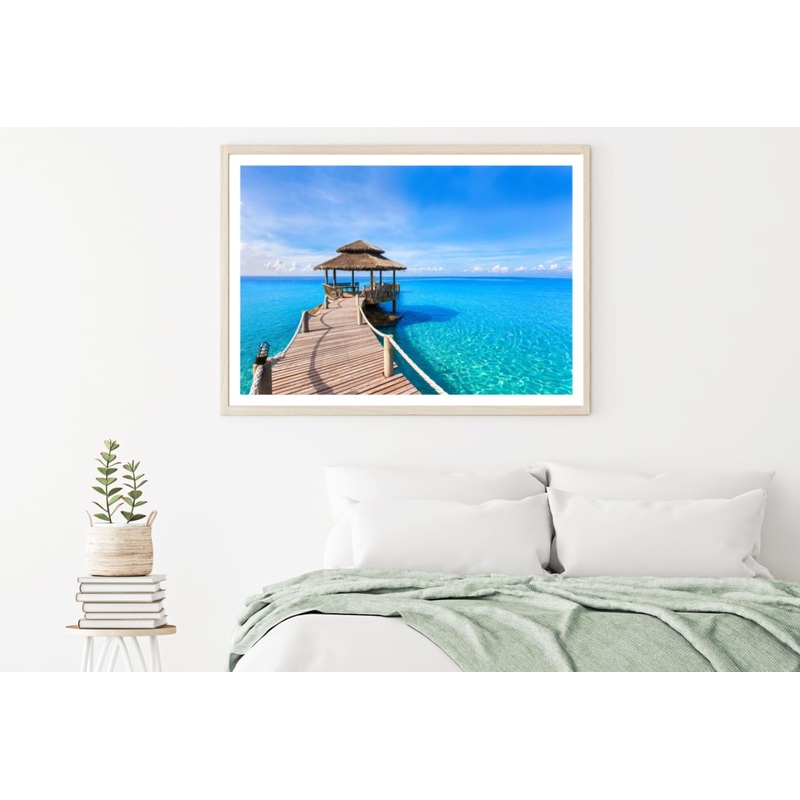 Wooden Pier & Hut  Over Sea View Home Decor Premium Quality Poster Print Choose Your Sizes