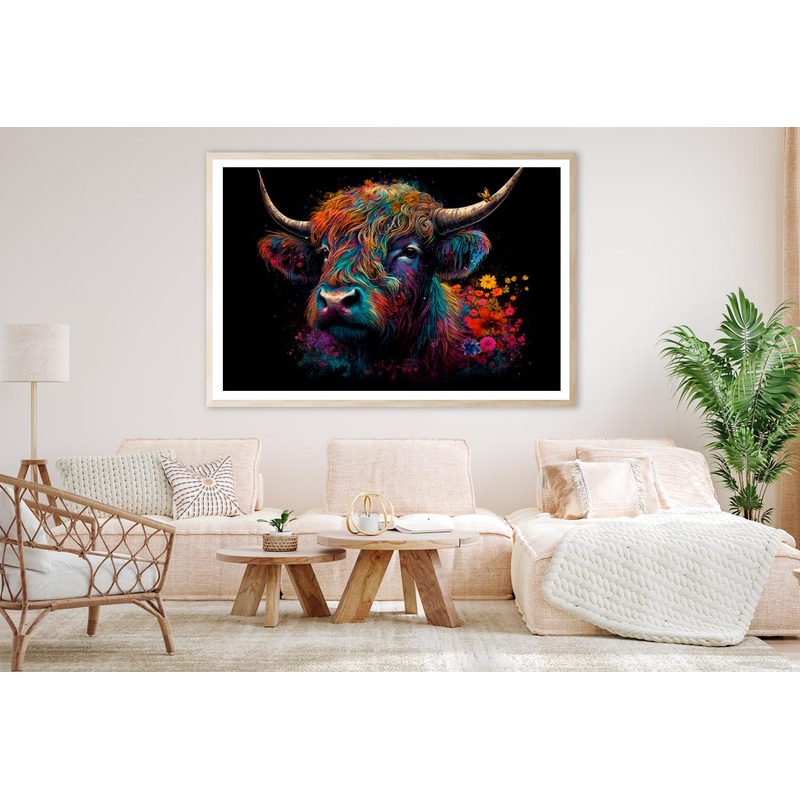 Abstract Highland Cow Head Home Decor Premium Quality Poster Print Choose Your Sizes