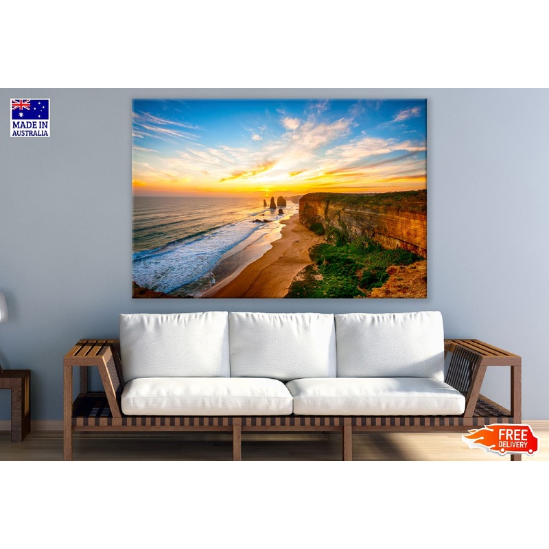 Beach View From Mountain Sunset Photograph Print 100% Australian Made