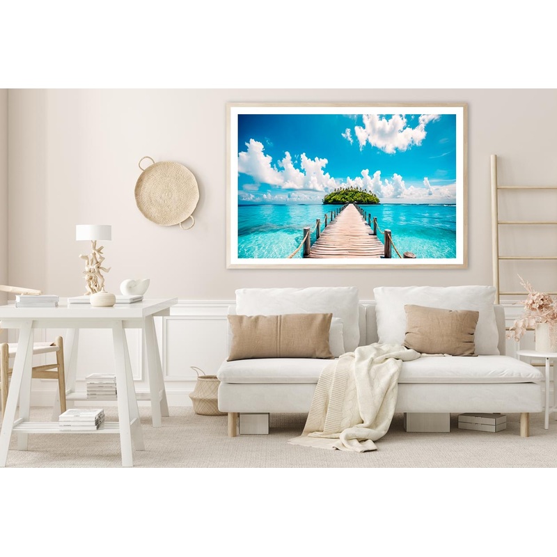 Beautiful Beach with A Wooden Walkway Home Decor Premium Quality Poster Print Choose Your Sizes