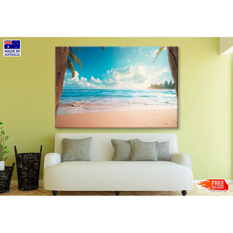 Beautiful Realistic Summer Beach Scenery Wall Art Decor 100% Australian Made