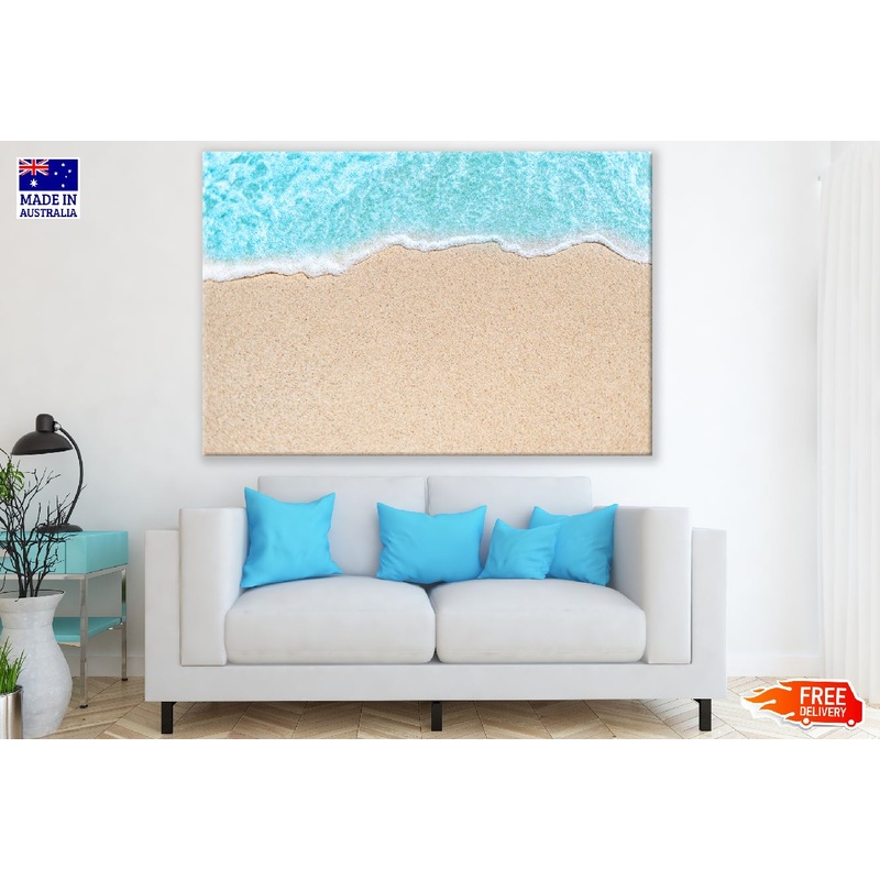Blue Ocean on Sandy Beach Aerial Photograph Print 100% Australian Made