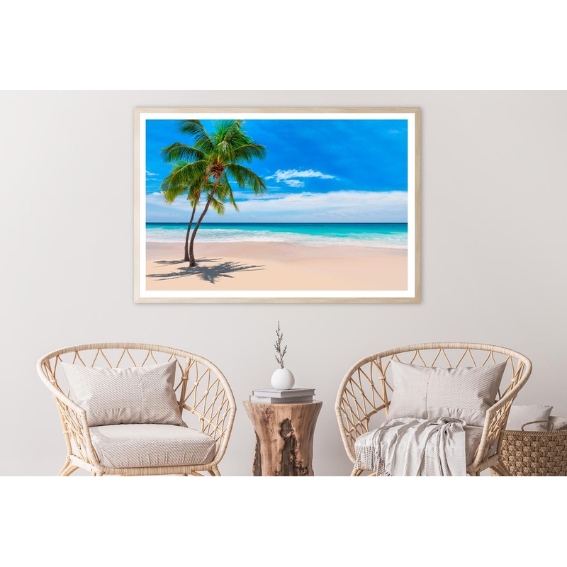 Sunny Sand Beach with Palm Home Decor Premium Quality Poster Print Choose Your Sizes