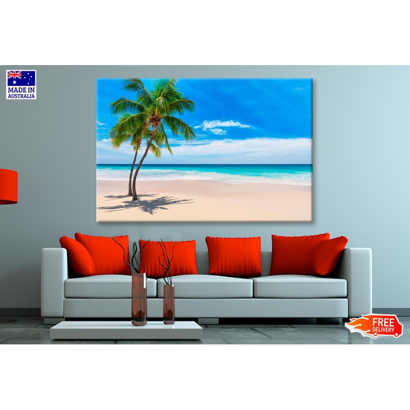 Sunny Sand Beach with Palm Wall Art Decor 100% Australian Made