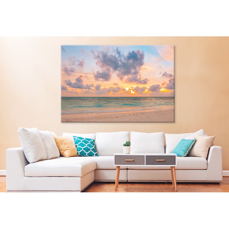 Sunset Beach with Tropical Colors Wall Art Decor 100% Australian Made