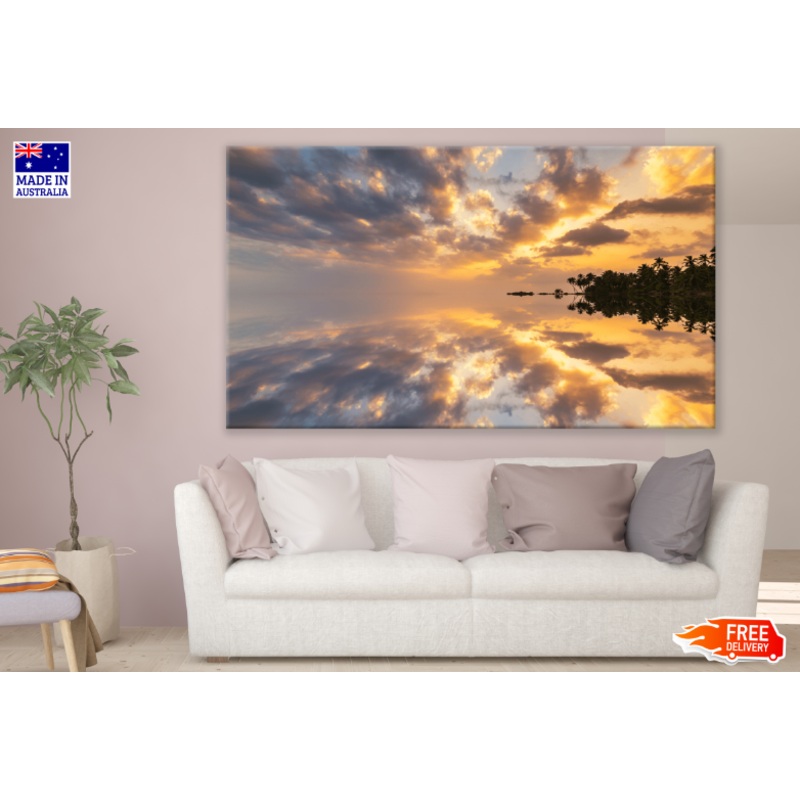 Sunset on a Tropical Beach with palm Trees Print 100% Australian Made