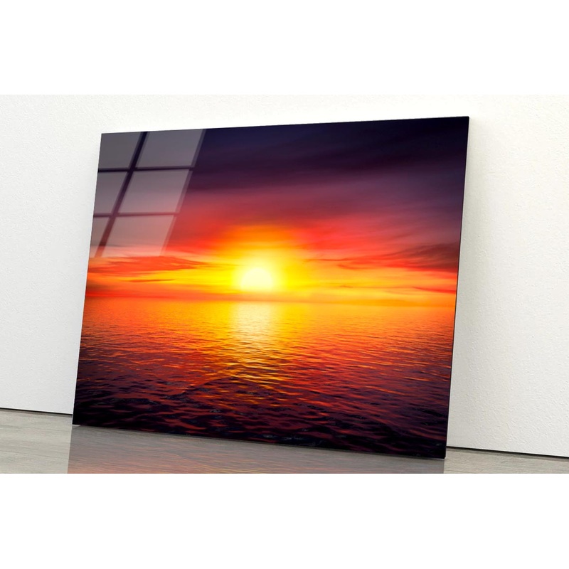 Sunset Sky at The Ocean Background Acrylic Glass Print Tempered Glass Wall Art 100% Made in Australia Ready to Hang