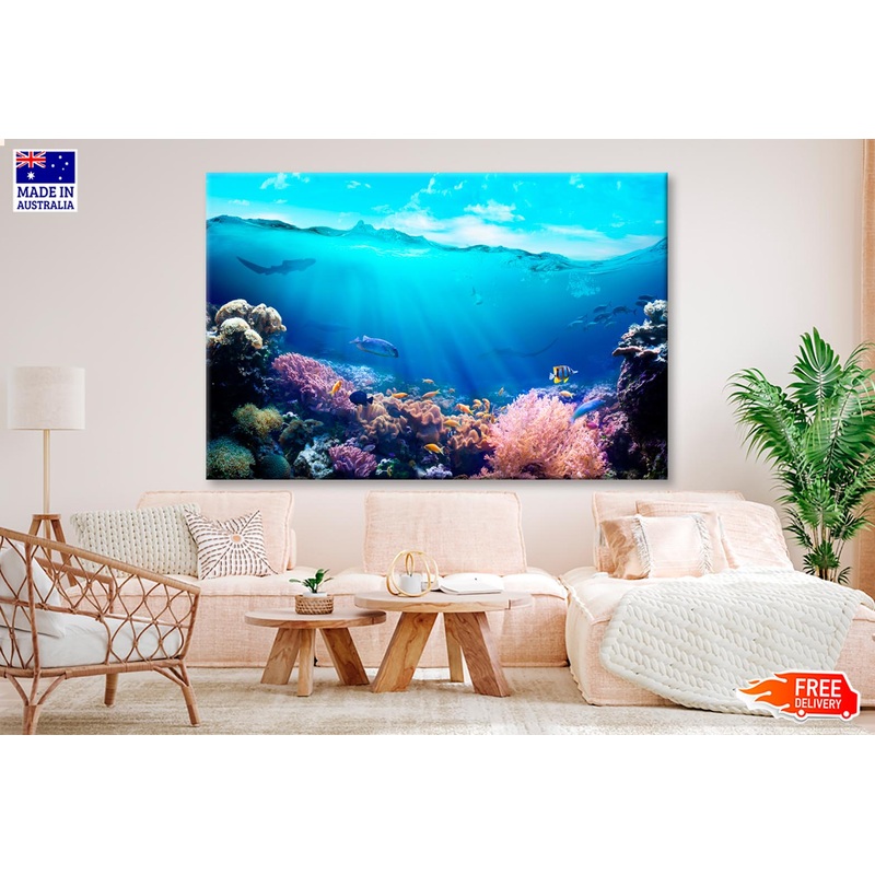 Underwater View of The Coral Reef Wall Art Decor 100% Australian Made