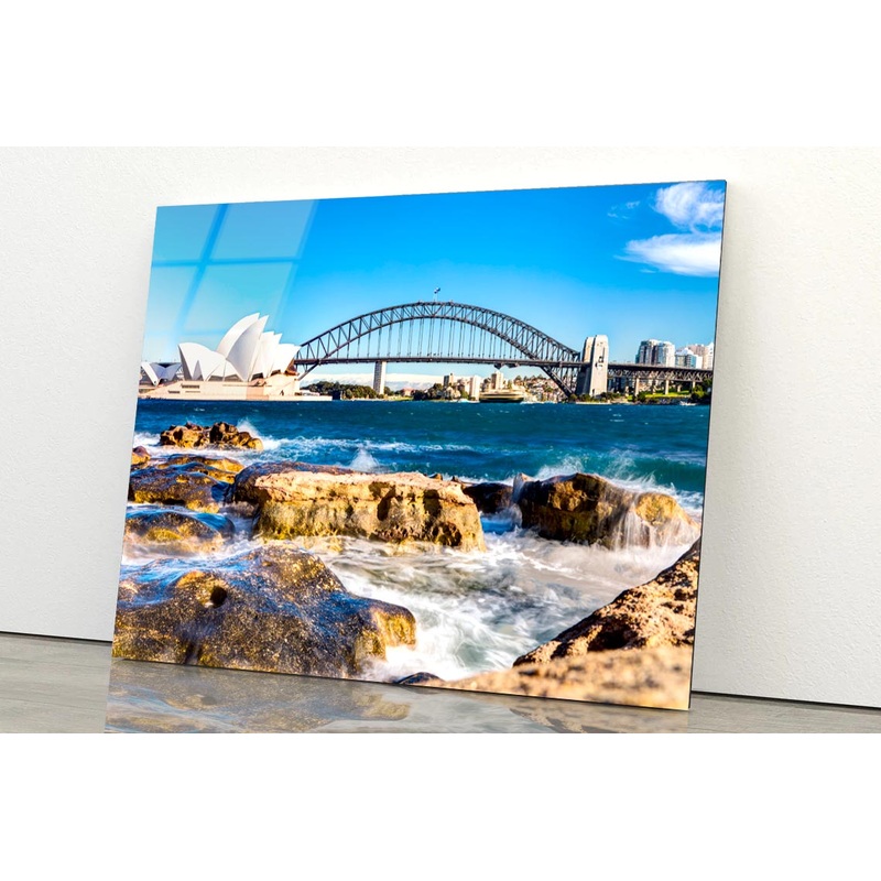 View Of the Sydney Opera House & Harbor Bridge Acrylic Glass Print Tempered Glass Wall Art 100% Made in Australia Ready to Hang