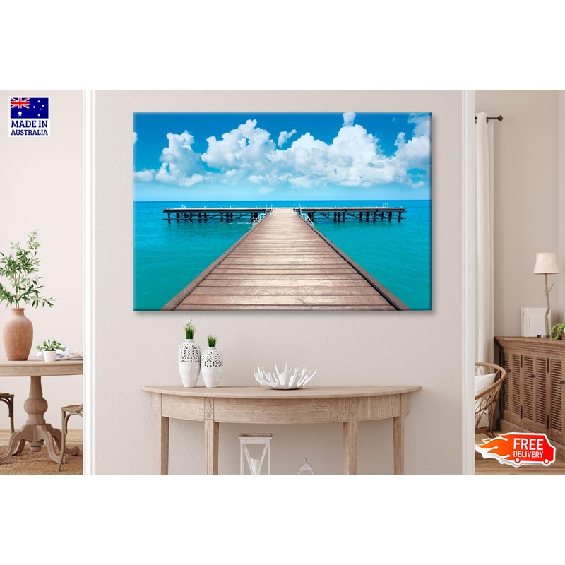 Wooden-Pier-In-Bacalar-Lagoon-With-Beautiful-Landscape Wall Art Decor 100% Australian Made