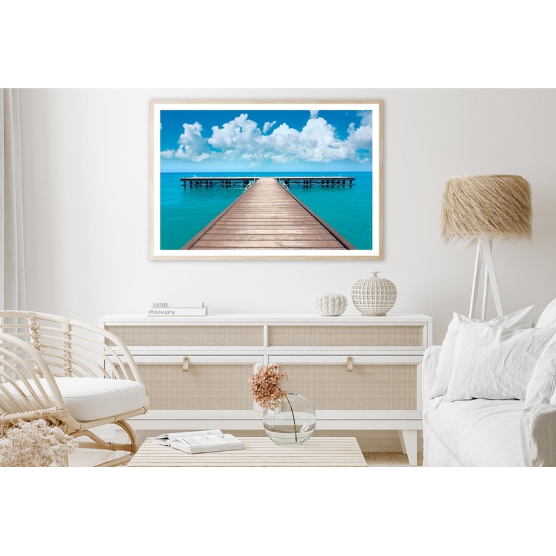 Wooden-Pier-In-Bacalar-Lagoon-With-Beautiful-LandscapeHome Decor Premium Quality Poster Print Choose Your Sizes
