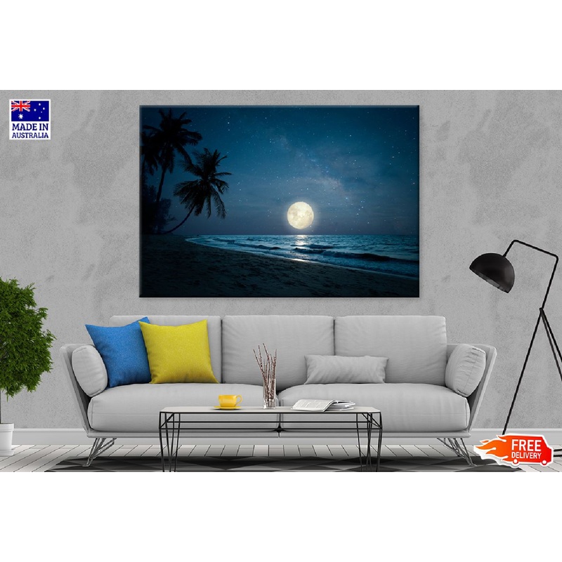 Beach & Palm Tree Night Sky View Photograph Print 100% Australian Made