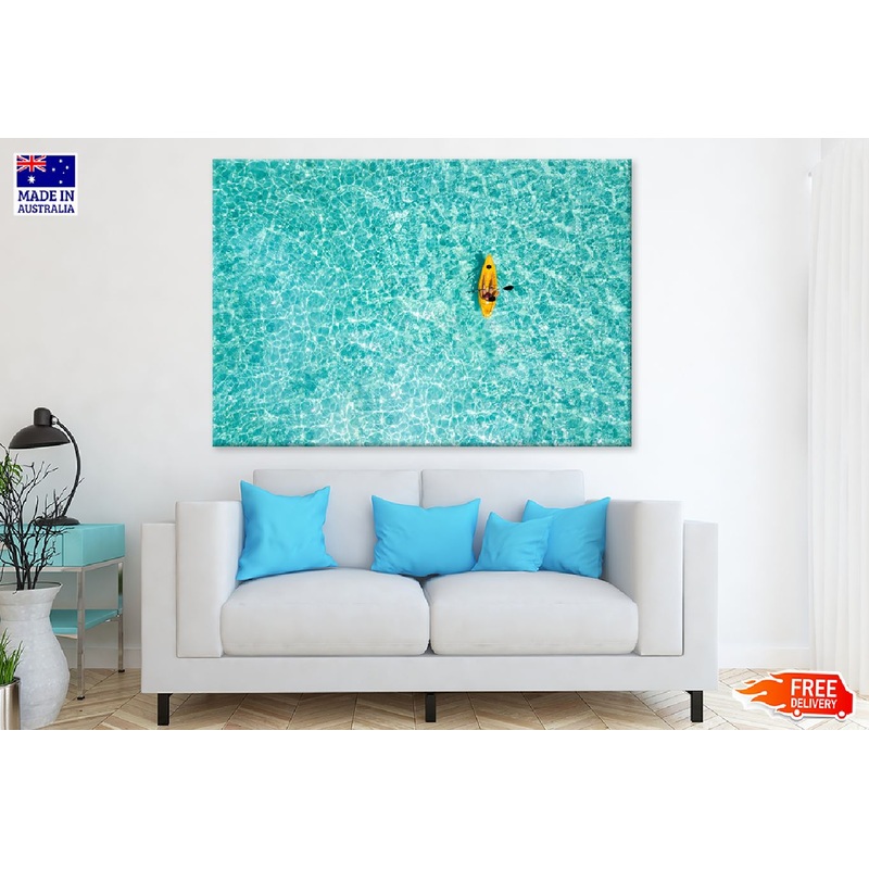 Blue Sea & Boat Aerial Photograph Print 100% Australian Made