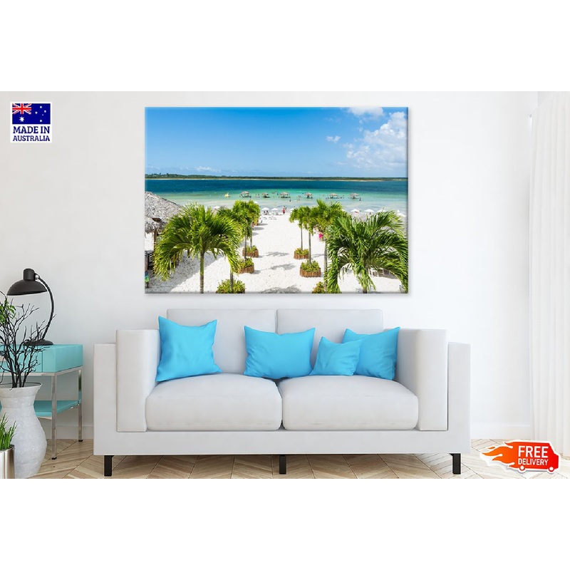 Beach Paradise with Palm Trees Photograph Print 100% Australian Made