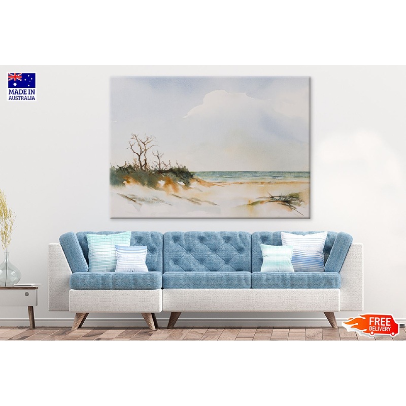 Beach View Watercolor Painting Print 100% Australian Made