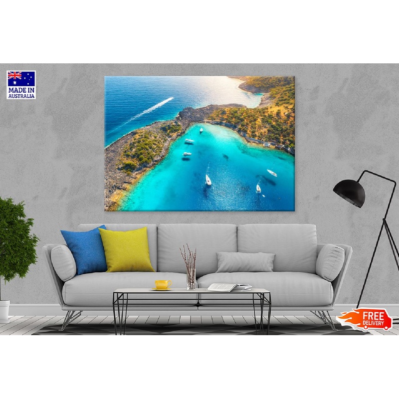 Blue Lagoon Sea Aerial View Photograph Print 100% Australian Made