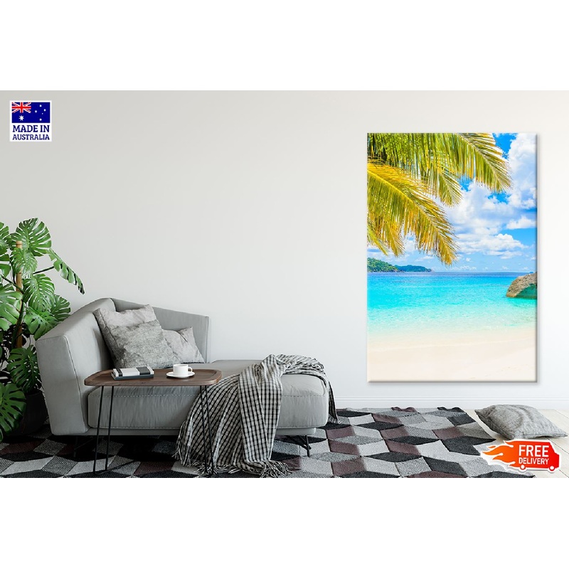 Tropical Blue Sea & Palm Leaves Photograph Print 100% Australian Made