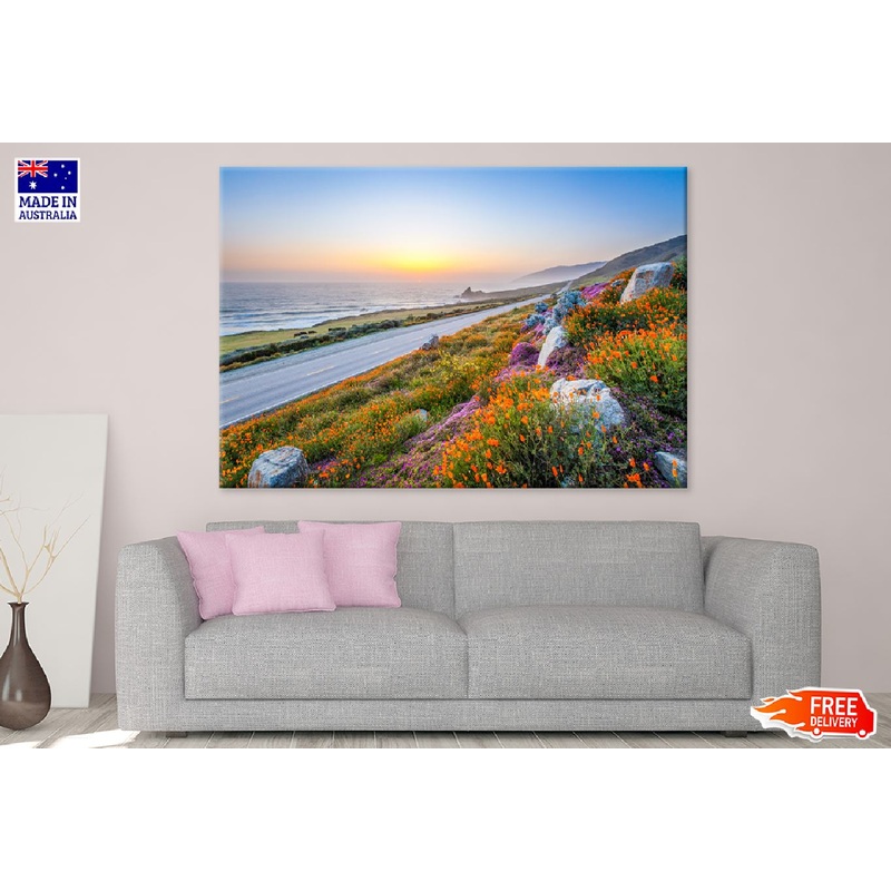 Wild Flowers Near Sea View Photograph Print 100% Australian Made