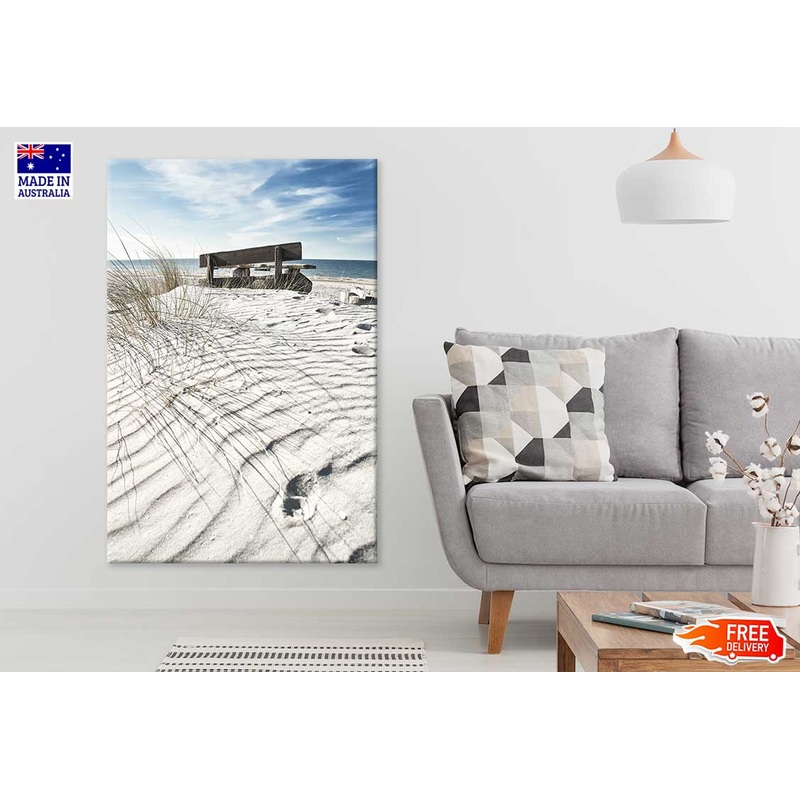 Wooden Bench on the Beach View Photograph Print 100% Australian Made