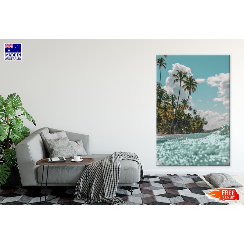 Beach Waves & Palm Trees View Photograph Print 100% Australian Made