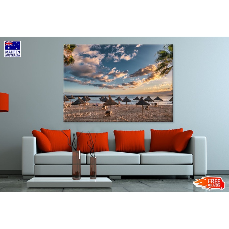 Beach with Sun Shade Photograph in Tenerife Print 100% Australian Made