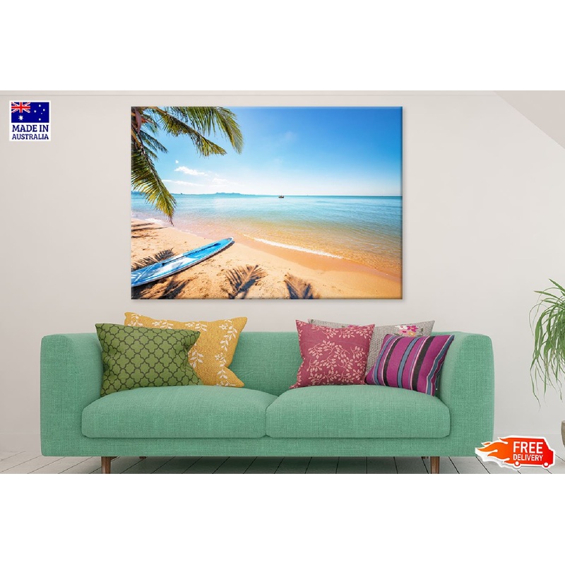 Surfboard Near Sea Shore View Photograph Print 100% Australian Made