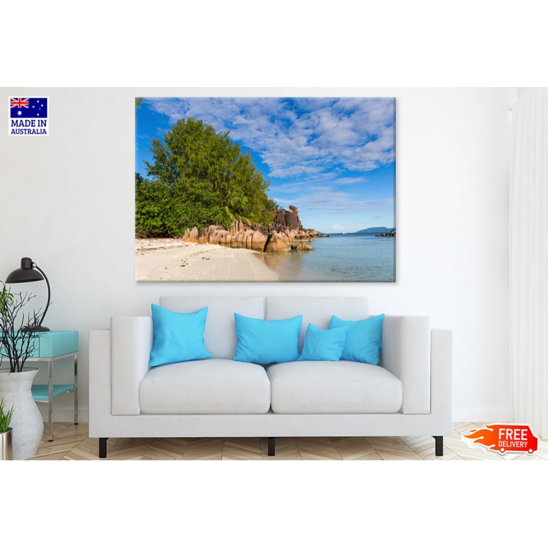 Trees With Rocks & Sea Sky View Print 100% Australian Made