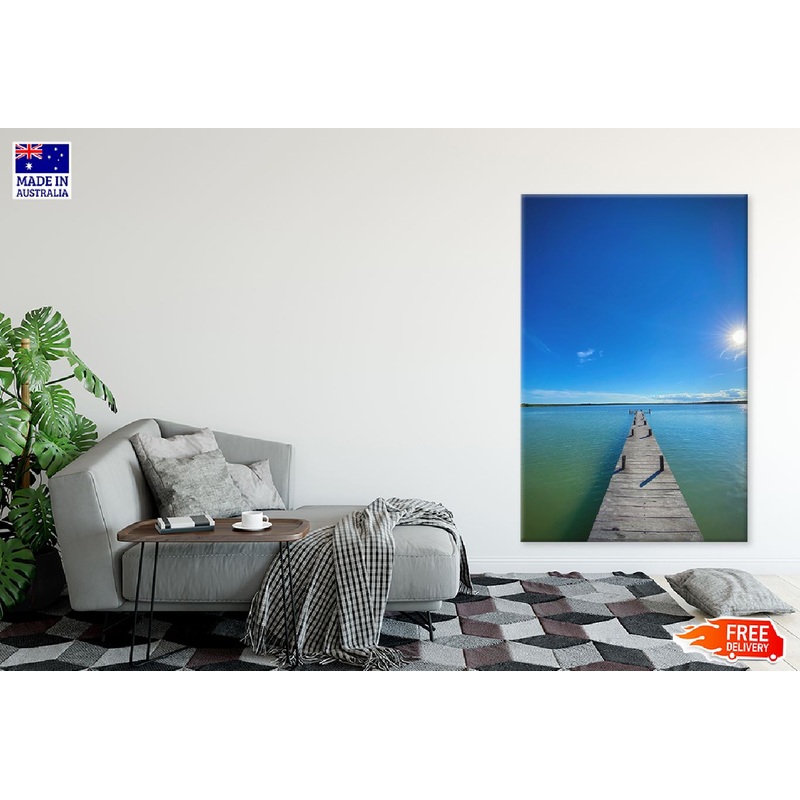 Wooden pier on Sea Sun Shine View Photograph Print 100% Australian Made