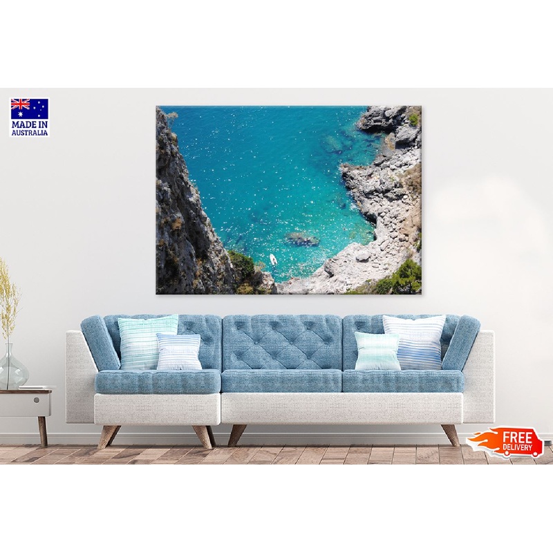Amalfi Coast Sea Aerial View Photograph Print 100% Australian Made