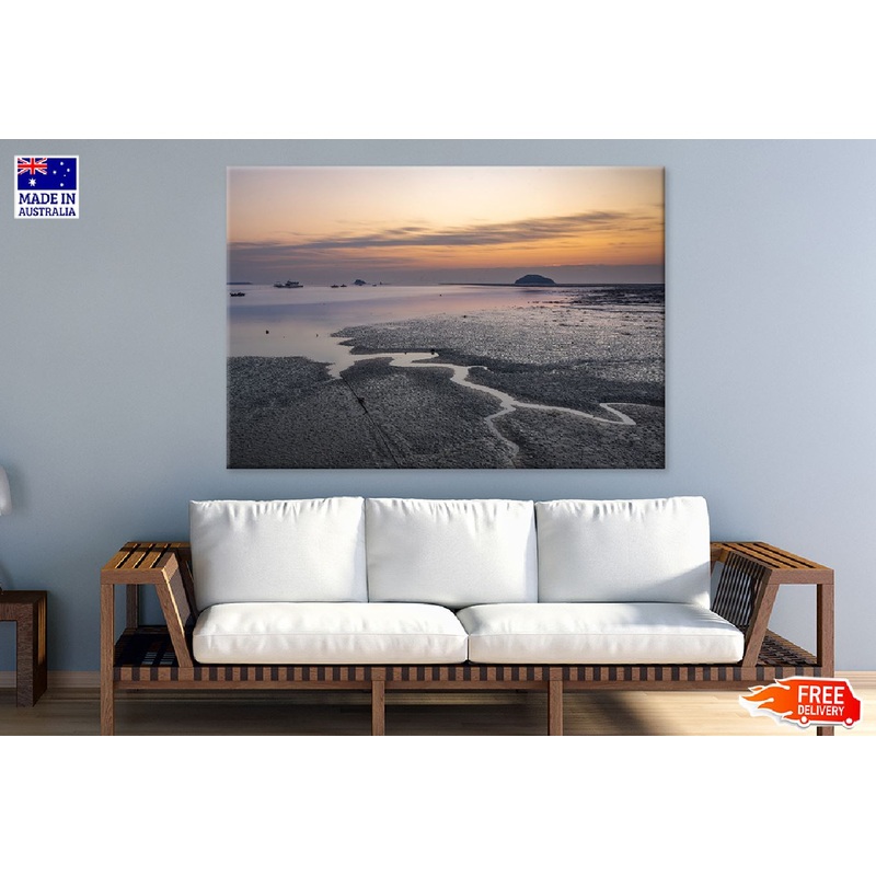 Black Sand Seashore Sunset View Photograph Print 100% Australian Made