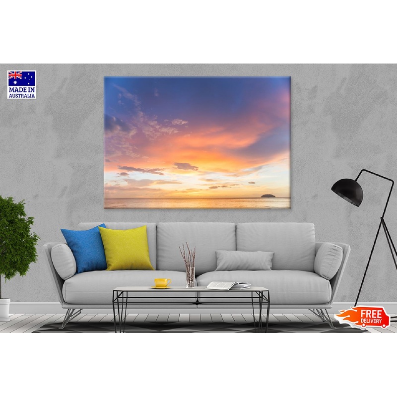 Sunset with Clouds Sea Scenery Photograph Print 100% Australian Made