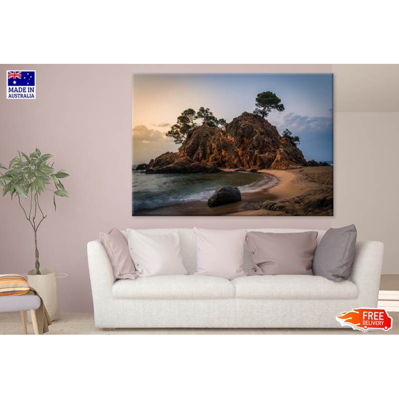Trees On Rock Mountain & Sea Aerial View Photograph Print 100% Australian Made