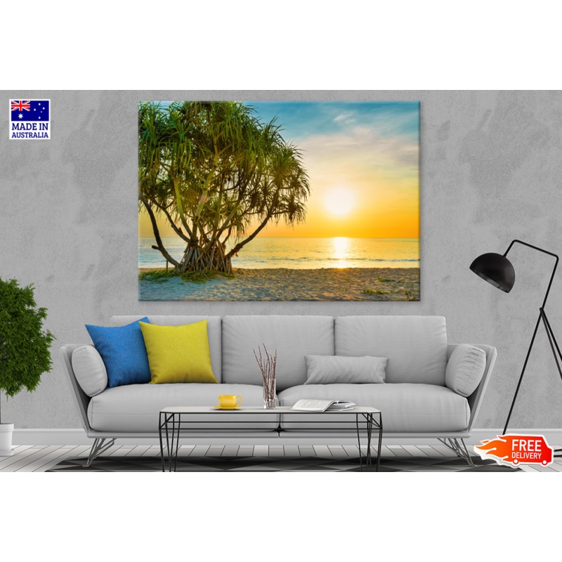 Trees & Sunset Sea Aerial View Photograph Print 100% Australian Made