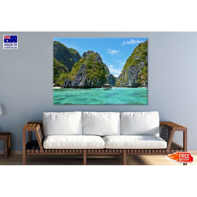 Tropical Beach with Cliffs View Photograph Print 100% Australian Made