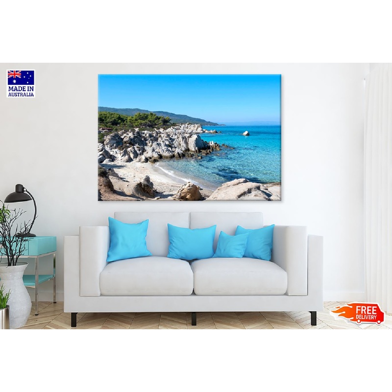 Aegean Sea with Rock Aerial View Photograph Print 100% Australian Made