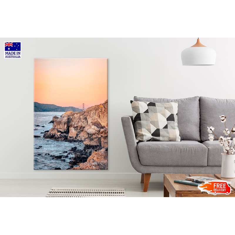 Beach Waves on Rocks Sunset View Photograph Print 100% Australian Made